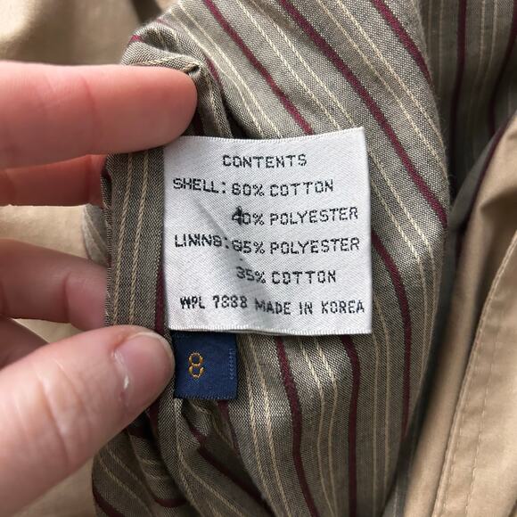 Vintage JG Hook Trench Coat Double Breasted Women's 8 Old Money Heritage Tan - Picture 11 of 11